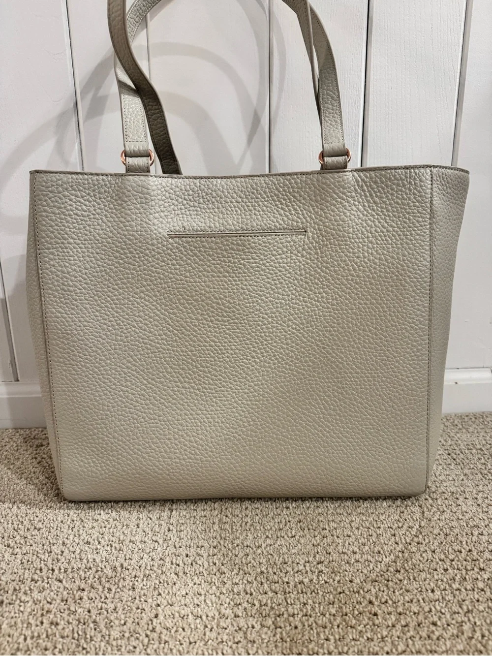 Dagne Dover Pebbled Tote in Light Gray